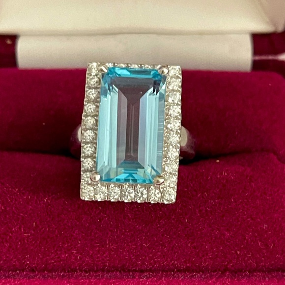 Huge blue quartz sterling silver ring - Picture 3 of 13